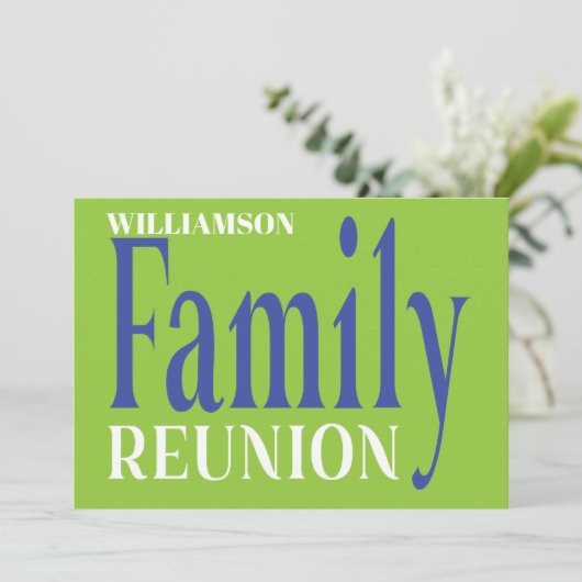 ファミリー懇親会のはっきりした集まりモダン青緑 招待状 (スタンド正面)