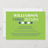 ファミリー懇親会のはっきりした集まりモダン青緑 招待状 (裏面)