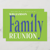 ファミリー懇親会のはっきりした集まりモダン青緑 招待状 (正面/裏面)