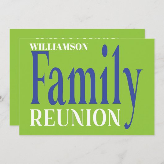 ファミリー懇親会のはっきりした集まりモダン青緑 招待状 (正面/裏面)