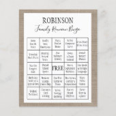 ファミリー懇親会のBurlap Bingoゲーム チラシ (正面)