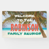 ファミリー懇親会ようこそビーチとヤシの木 横断幕 (横)