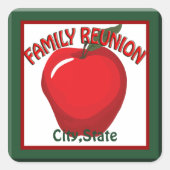 ファミリー懇親会アップル名タグステッカー スクエアシール (正面)