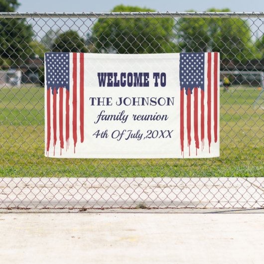 ファミリー懇親会アメリカ国旗 横断幕 (インサイチュ)