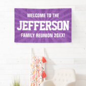 ファミリー懇親会ウェルカムとパープルスターバスト 横断幕 (インサイチュ)