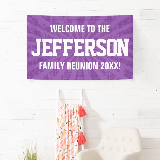 ファミリー懇親会ウェルカムとパープルスターバスト 横断幕 (インサイチュ)