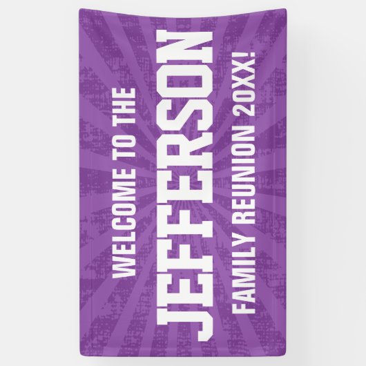 ファミリー懇親会ウェルカムとパープルスターバスト 横断幕 (縦)