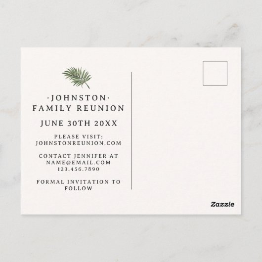 ファミリー懇親会ウォーターカラーパームツリービーチパーティー ポストカード (裏面)