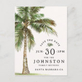 ファミリー懇親会ウォーターカラーパームツリービーチパーティー ポストカード (正面)