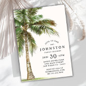 ファミリー懇親会ウォーターカラーパームツリービーチパーティー 招待状