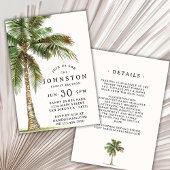 ファミリー懇親会ウォーターカラーパームツリービーチパーティー 招待状