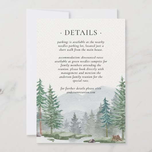 ファミリー懇親会ウォーターカラーフォレストアウトドアキャンプ 招待状 (裏面)