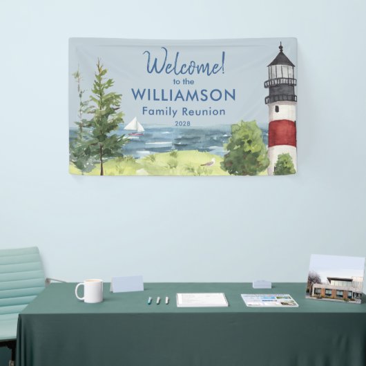 ファミリー懇親会ウォーターカラーライトハウスウェルカム 横断幕 (トレードショー)