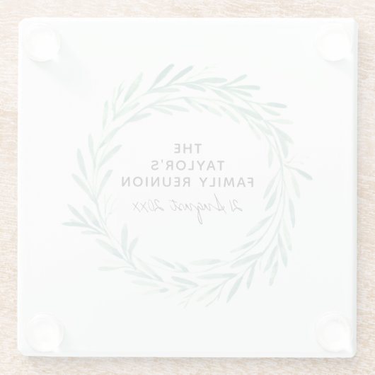 ファミリー懇親会ウォーターカラーリースグリーナリー ガラスコースター (裏面)