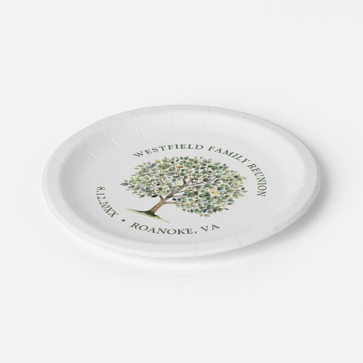 ファミリー懇親会ウッドランドウォーターカラーツリー ペーパープレート (アングル)