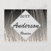 ファミリー懇親会エレガントシルバーストライプ招待状 ポストカード (正面)