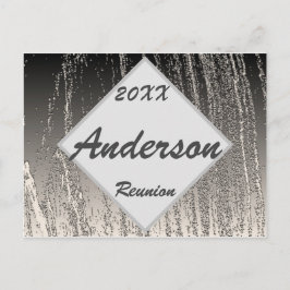 ファミリー懇親会エレガントシルバーストライプ招待状 ポストカード