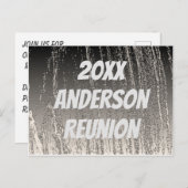 ファミリー懇親会エレガントシルバーストライプ招待状 ポストカード (正面/裏面)