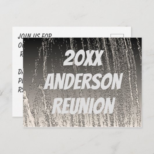 ファミリー懇親会エレガントシルバーストライプ招待状 ポストカード (正面/裏面)