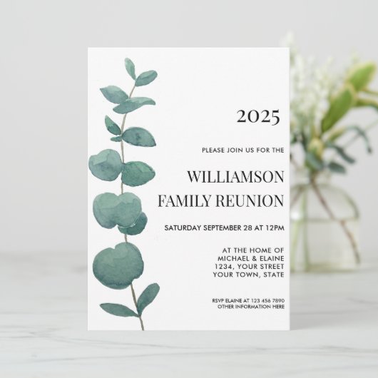 ファミリー懇親会エレガントユーカリ招待状 招待状 (スタンド正面)