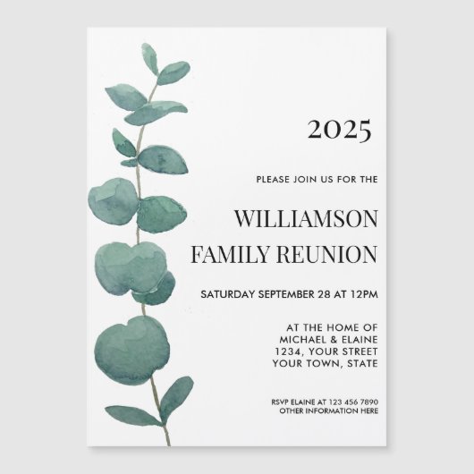 ファミリー懇親会エレガントユーカリ マグネット招待状