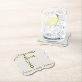 ファミリー懇親会エレガント金ゴールドレターFモノグラム ペーパーコースター (インサイチュ)