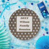 ファミリー懇親会エレガント銀水玉模様パターン ペーパープレート (パーティー)