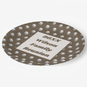 ファミリー懇親会エレガント銀水玉模様パターン ペーパープレート (アングル)