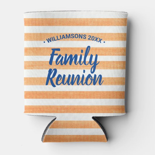 ファミリー懇親会オレンジホワイトストライプズ 缶クーラー (正面)
