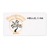 ファミリー懇親会オレンモダンジツリー名前をカスタムするラベル ラベル (正面)