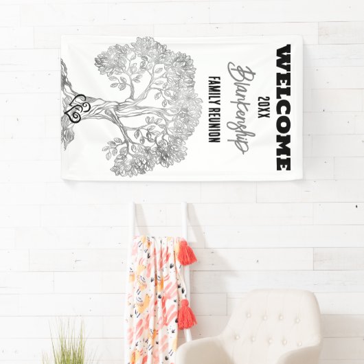 ファミリー懇親会オールドグレーツリーオンブラックカスタム 横断幕 (インサイチュ)