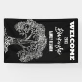 ファミリー懇親会オールドホワイトツリーオンブラックカスタム 横断幕 (横)