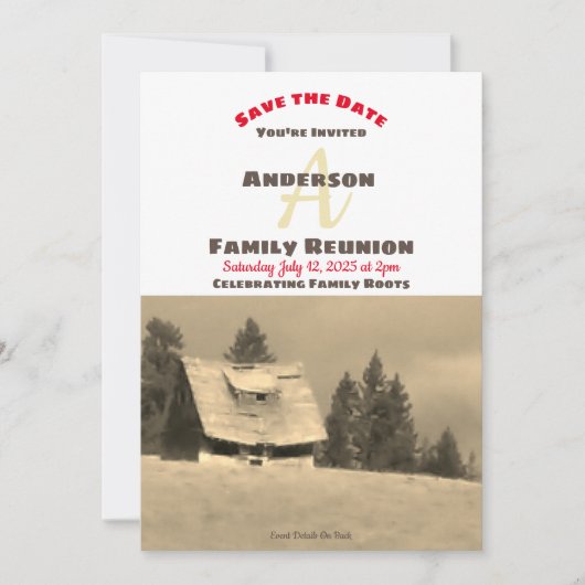 ファミリー懇親会オールドホームステッド招待状デート セーブザデート (正面)