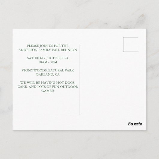 ファミリー懇親会カスタムサンセットパーティの招待状 ポストカード (裏面)