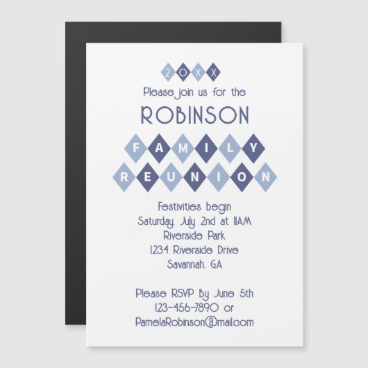 ファミリー懇親会カスタムパーティの招待状磁石 (正面/裏面)