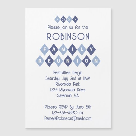 ファミリー懇親会カスタムパーティの招待状磁石 (正面)