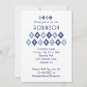 ファミリー懇親会カスタムパーティーお祝いおもしろいブルー 招待状 (正面)