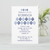 ファミリー懇親会カスタムパーティーお祝いおもしろいブルー 招待状 (スタンド正面)