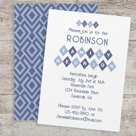 ファミリー懇親会カスタムパーティーお祝いおもしろいブルー 招待状