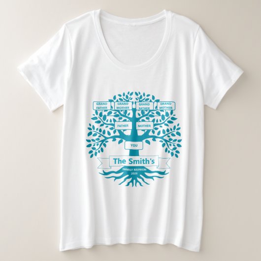 ファミリー懇親会カスタムファミリーツリー プラスサイズTシャツ (デザイン正面)