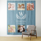ファミリー懇親会カスタムフォトコラージングモノグラムブルー タペストリー (インサイチュ)