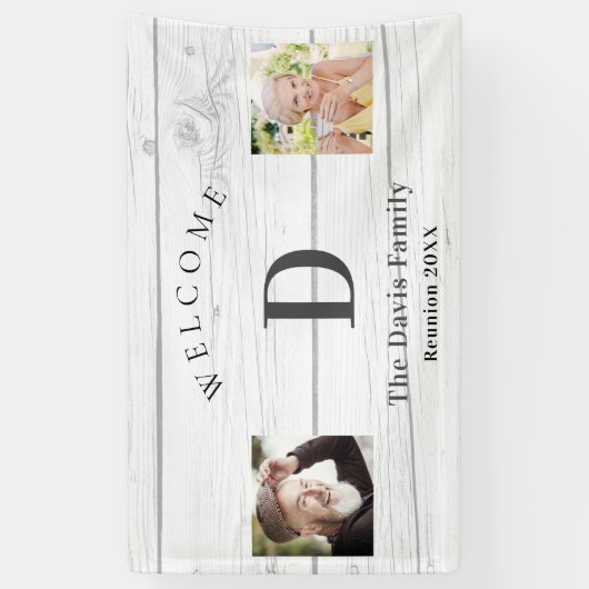 ファミリー懇親会カスタムフォトモノグラムウェルカム 横断幕 (縦)