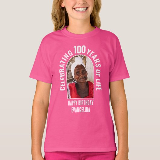 ファミリー懇親会カスタムマッチング誕生日写真 Tシャツ (正面)