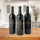 ファミリー懇親会カスタムモノグラムブラック金ゴールド ワインラベル