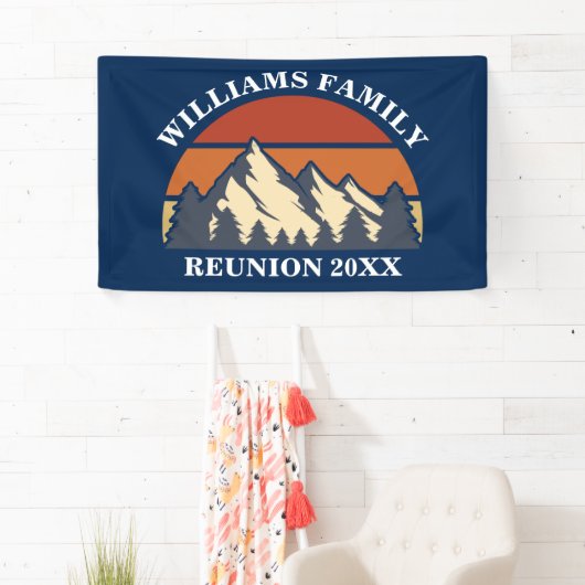 ファミリー懇親会カスタム自然マウンテンサンセットパーティー 横断幕 (インサイチュ)