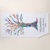 ファミリー懇親会カラフルファミリーツリービーチタオル ビーチタオル (正面)