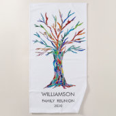 ファミリー懇親会カラフルファミリーツリービーチタオル ビーチタオル (正面)