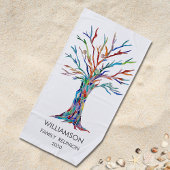 ファミリー懇親会カラフルファミリーツリービーチタオル ビーチタオル