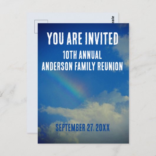 ファミリー懇親会カラフルレインボー招待されユー ポストカード (正面/裏面)