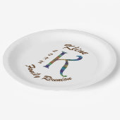 ファミリー懇親会カラフルレターKモノグラムイニシャル ペーパープレート (アングル)